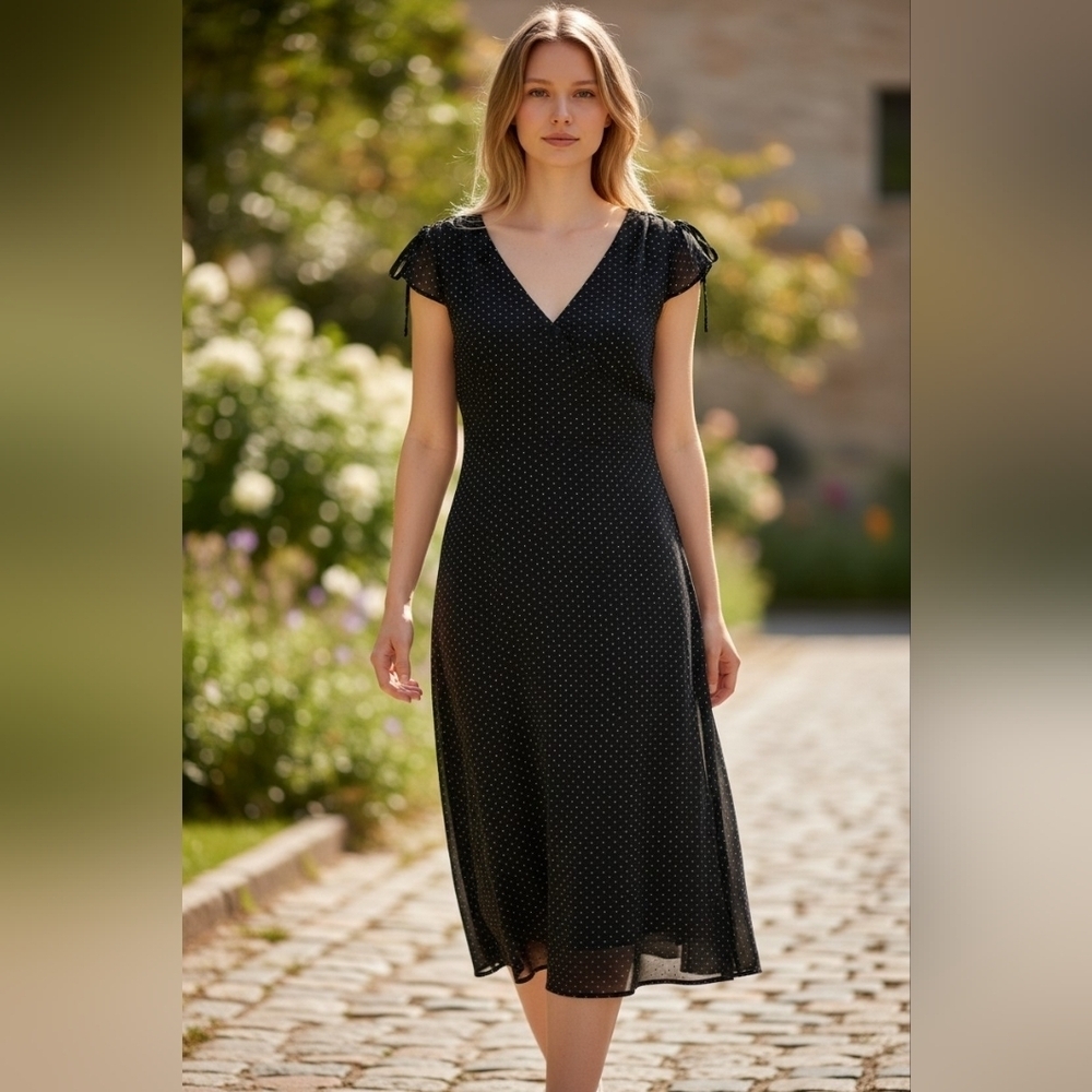 Women's Urban Renewal Black White Polka Dot Dress M